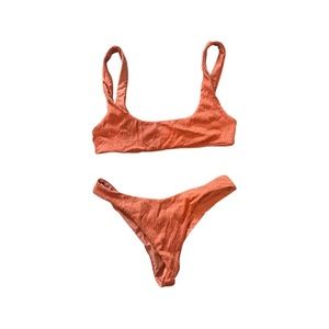 Super cute orange bikini top and bottom (S)